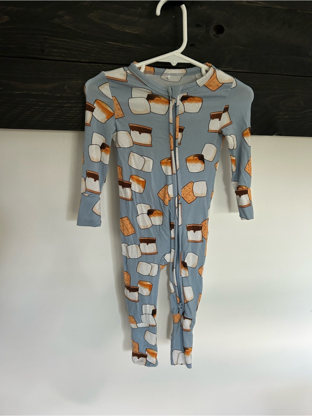 Posh Peanut Light Blue One-Piece Footie with S'mores Print